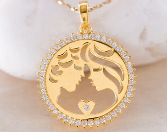 Collar de 14k para parejas que se aman collar de San Valentín regalo para los amantes de la novia collar collar de amor dorado, regalo para el día de la madre