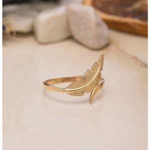 14K Gold Oak Leaf Ring, 925 Sterling Silver Minimalist Nature-Inspired Jewelry, Crystal Open Leaf Ring, Gift for Mother Day, Mom Gift image 7