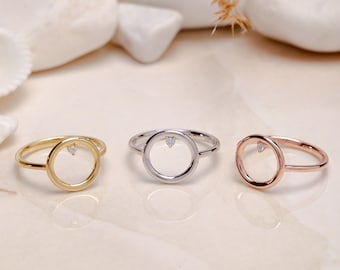 Bijoux cercle ouvert minimalistes, bague en argent 925 délicate, bague cercle géométrique en or 14 carats, bague ronde moderne, cadeau pour la fête des mères, cadeau pour maman