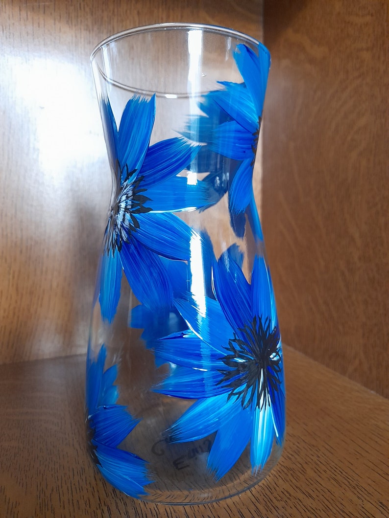 Hand painted blue Cornflower vase Different vase shapes and sizes available image 5