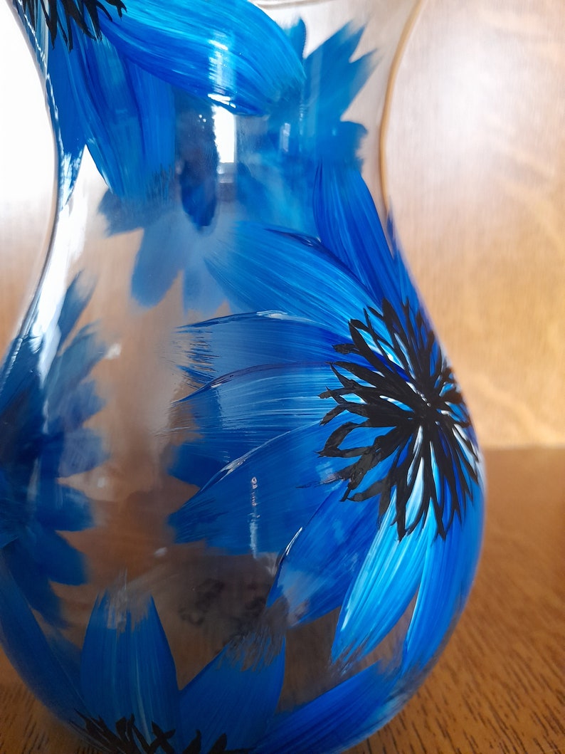 Hand painted blue Cornflower vase Different vase shapes and sizes available image 3