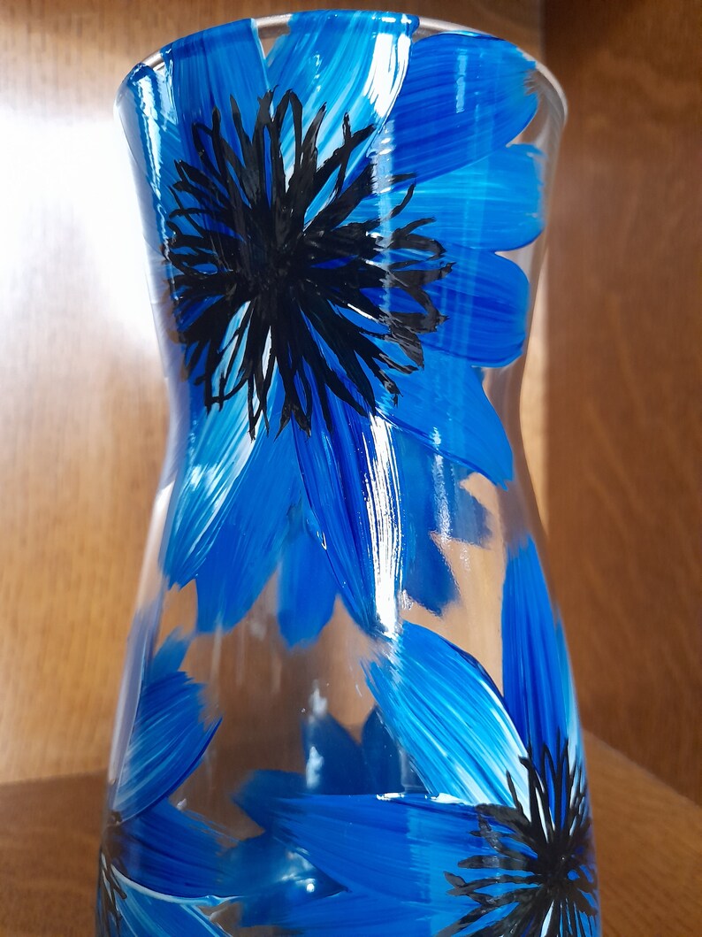 Hand painted blue Cornflower vase Different vase shapes and sizes available image 6