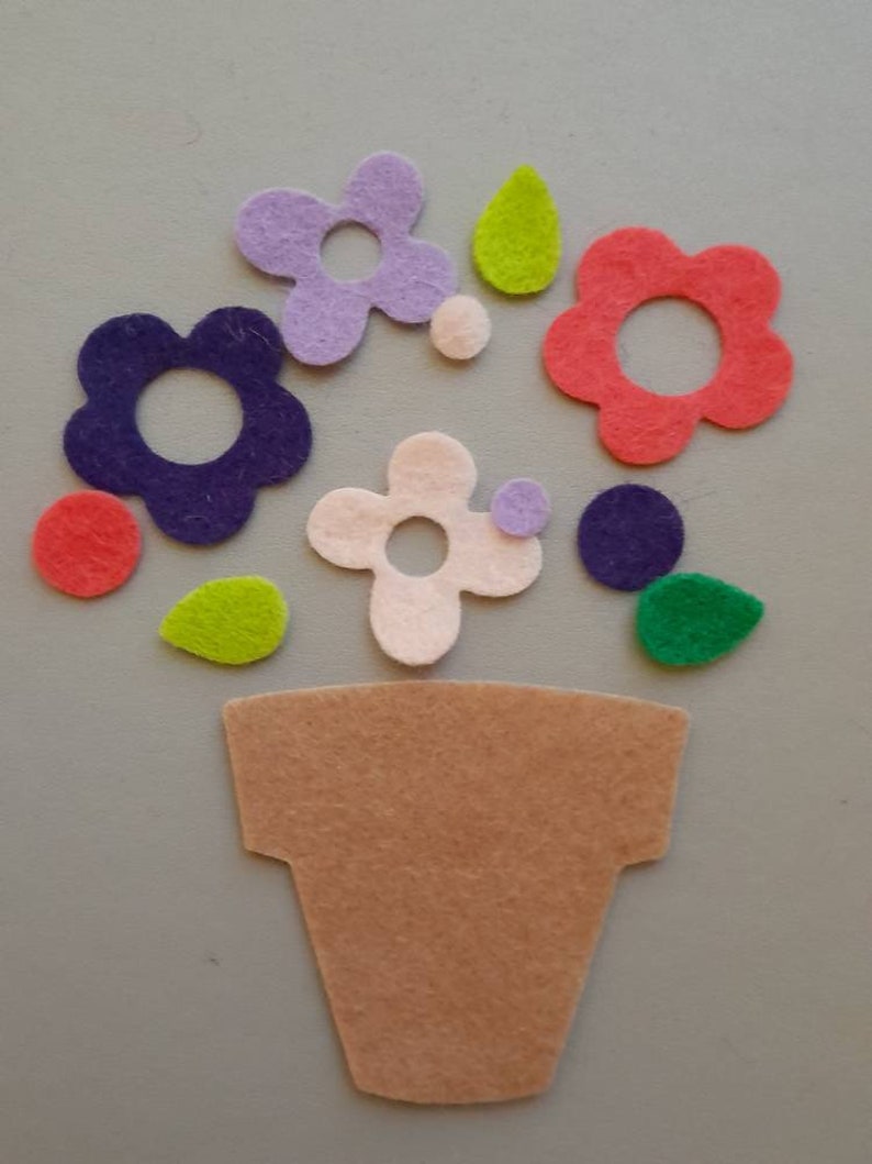 Die Cut Felt Flower Pots With Flowers X 6 Etsy UK