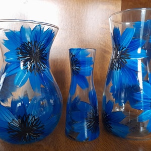 Hand painted blue Cornflower vase Different vase shapes and sizes available image 1