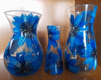 Hand painted blue Cornflower vase   Different vase shapes and sizes available