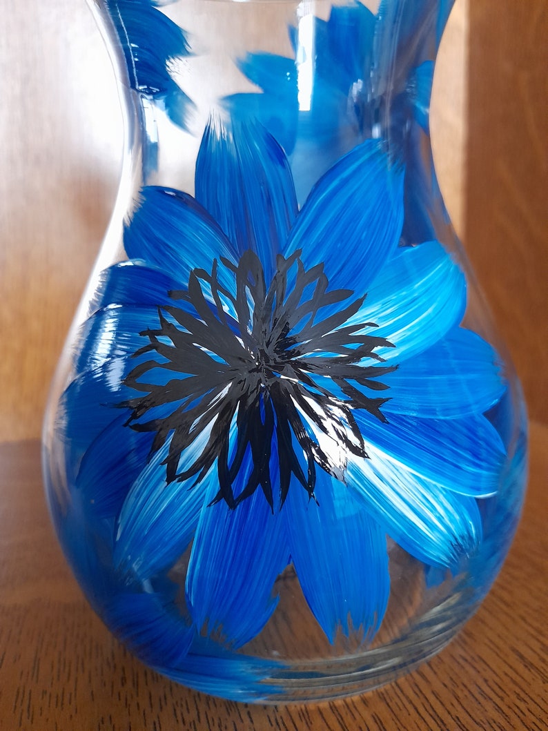 Hand painted blue Cornflower vase Different vase shapes and sizes available image 4