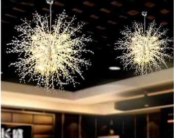 Chandeliers Firework LED Light Stainless Steel Crystal Pendant Lighting Ceiling Light