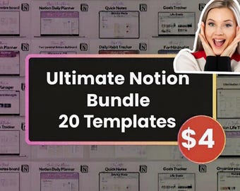 Notionテンプレートバンドル：ビジネスオーナー向け編集可能なプランナー20種類（デジタルダウンロード）