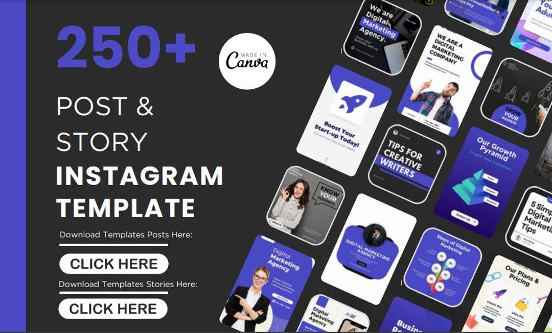250+ Digital Marketing Canva Templates | Social Media Posts - Etsy