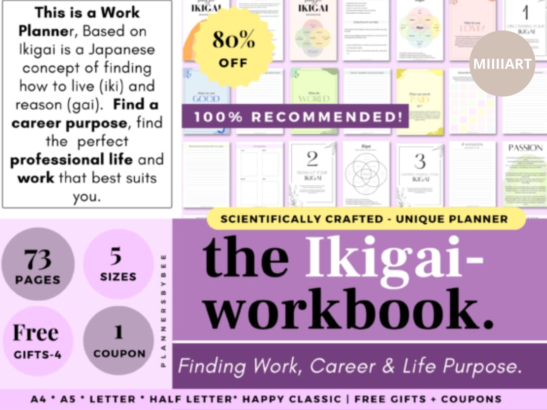 Ikigai Workbook, Best Work , Career Plan ,find Ikigai Planner Life ...