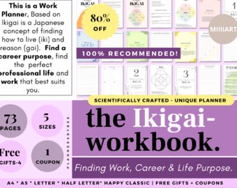 Ikigai Workbook, Career & Life Purpose Planner (Digital)
