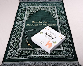 Personalized Prayer Mat Tasbeeh Gift Set | Eid Al Adha, Eid Mubarak, Hajj Mubarak, Umrah Mubarak, Mothers Day, Fathers Day, Islamic Gifts
