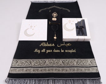 Alfombra de oración tejida personalizada Corán Tasbeeh Juego de regalos islámicos / Ramadán Eid Boda Día del aniversario de San Valentín del padre de la madre Regalo musulmán