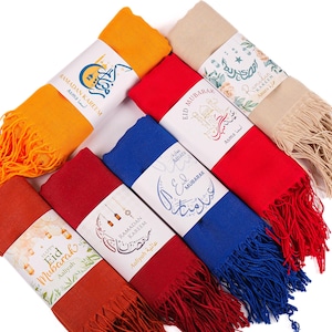 Personalized Custom Pashmina Scarf Elegant Wrap Gifts Favors for Guest in Bulk Ramadan Eid Hajj Umrah Wedding Baby Shower Party Favors Gifts