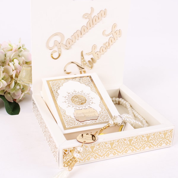Quran Pearl Prayer Beads Decorated Box Islamic Muslim Gift Set | Ramadan Gift | Wedding Gift | Eid Gift | Birthday Gift | Graduation Gift