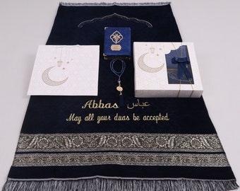 Personalized Woven Prayer Mat Quran Tasbeeh Islamic Gift Set | Ramadan Eid Wedding Mother's Father's Valentine's Anniversary Day Muslim Gift