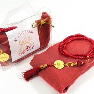 Personalized Custom Head Scarf Pearl Prayer Beads Gifts Favors for Guest in Bulk Ramadan Eid Hajj Umrah Wedding Baby Shower Party Favor Gift