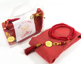 Lenço de cabeça personalizado personalizado Pérola Contas de oração Presentes Favores para Convidados em massa Ramadan Eid Hajj Umrah Casamento Chá de Bebê Festa Favor Presente