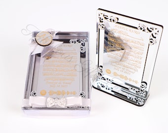 Personalized Ayatul Kursi Favor on Stand Gold Acrylic Mirror | Wedding Baby Shower Birthday Ameen Islamic Muslim Party Favors Gifts