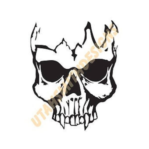 Broken Vampire Skull Evil Teeth svg dxf jpeg png pdf Digital File