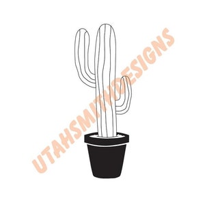 Cactus en maceta tipo 2 svg dxf pdf jpeg png Archivo digital sólo para corte por plasma láser cricut