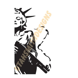 Lady Girl Mulher com arma estátua da liberdade svg dxf jpeg png pdf Arquivo digital