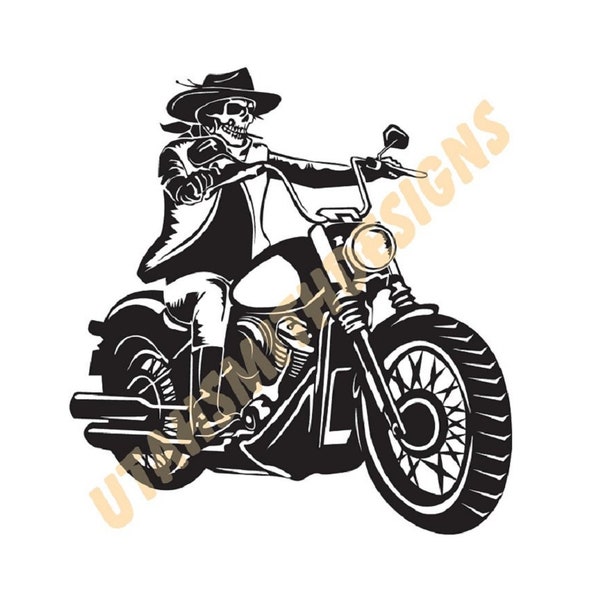 Cowboy skull motorcycle harley rider svg dxf jpeg png pdf Digital File Only