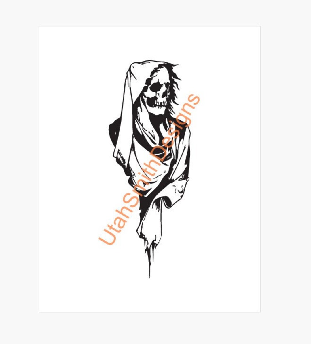 Grim Reaper Hooded Skeleton Svg File Eps File Dxf File Pdf File Png ...
