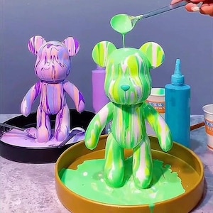 Bearbrick DIY Painting White Vinyl Bear Sculpture Hand Painting Pour Painting Grumpy Bear Model DIY Art
