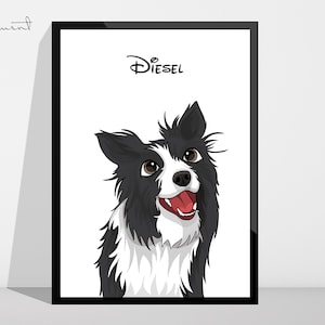 Custom Disney Pet Portrait, Dog Portrait From Photo, Pet Cartoon Style, Custom Dog Gift, Digital Illustration Art Prints