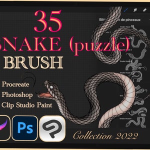 35 SNAKE PUZZLE brushes for Procreate / Photoshop / Clip Studio Paint (2022 collection)