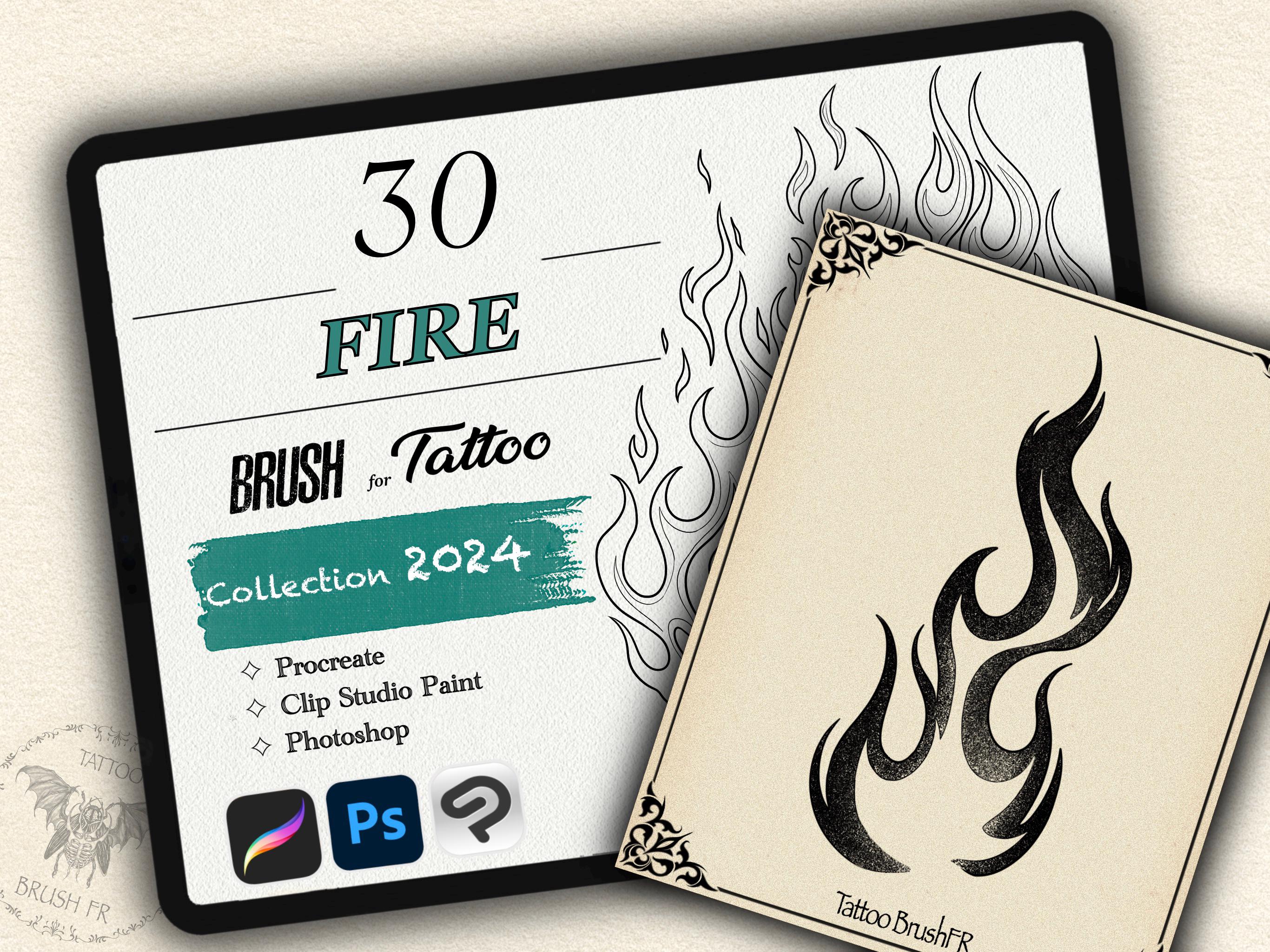 30 Pinceles de Fuego para Procreate, Photoshop y Clip Studio Paint | Pack de Brochas 2024