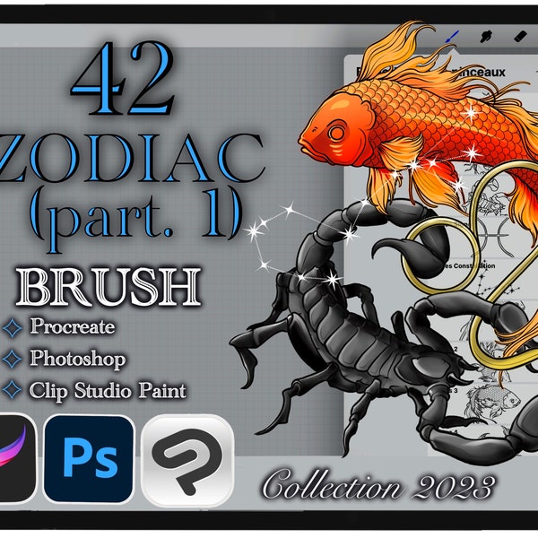 42 ZODIAC (part 1) BRUSH for Procreate / Clip Studio Paint / Photoshop