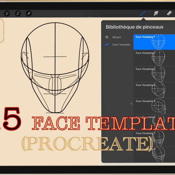 15 FACE TEMPLATE for PROCREATE