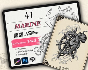 41 MARINE THEME BRUSH for Procreate / Photoshop / Clip Studio Paint (2023 collection)
