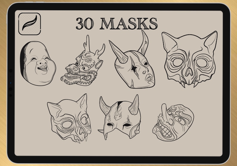 30 Pinceaux masques japonais pour Procreate image 5