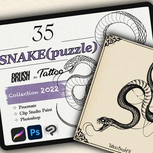 35 SNAKE PUZZLE brushes for Procreate / Photoshop / Clip Studio Paint (2022 collection)