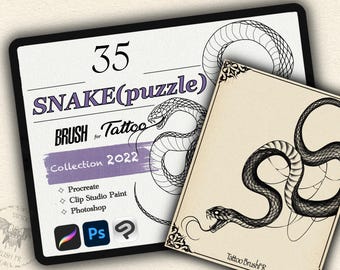 35 SNAKE PUZZLE brushes for Procreate / Photoshop / Clip Studio Paint (2022 collection)