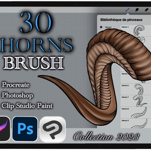 30 HORNS BRUSH for Procreate/ Photoshop/ Clip Studio Paint