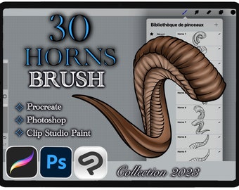 30 HORNS BRUSH for Procreate/ Photoshop/ Clip Studio Paint