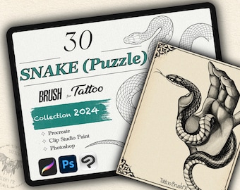 30 PENNELLI SERPENTE PUZZLE per Procreate / Photoshop / Clip Studio Paint (Collezione 2024)