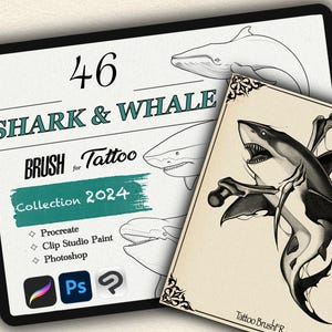 46 Haai- en walvispenselen voor Procreate / Photoshop / Clip Studio Paint (Collectie 2024)