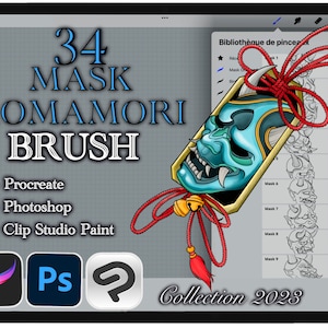 34 MASK & OMAMORI Brush for Procreate / Photoshop / Clip Studio Paint