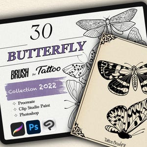 40 BUTTERFLY BRUSHES for Procreate / Photoshop / Clip Studio Paint (2022 collection)
