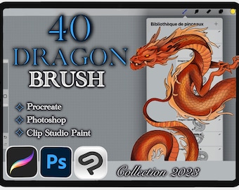 40 DRAGON BRUSH for Procreate / Photoshop / Clip Studio Paint (collection 2023)