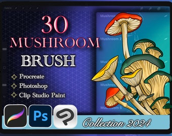 30 MUSHROOM BRUSH for Procreate / Photoshop / Clip Studio Paint (Collection 2024)