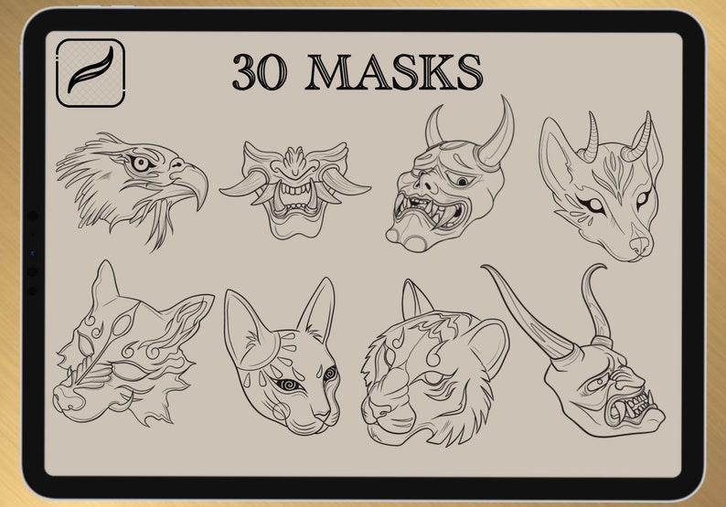 30 Pinceaux masques japonais pour Procreate image 3