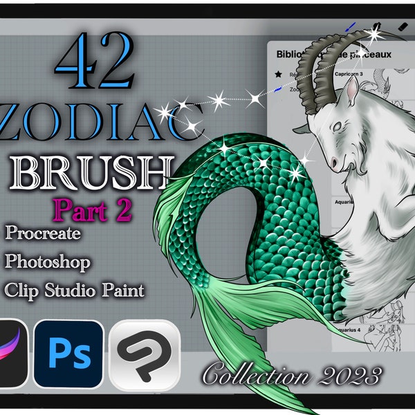 42 ZODIAC BRUSH für Procreate / Clip Studio Paint / Photoshop (Kollektion 2023)