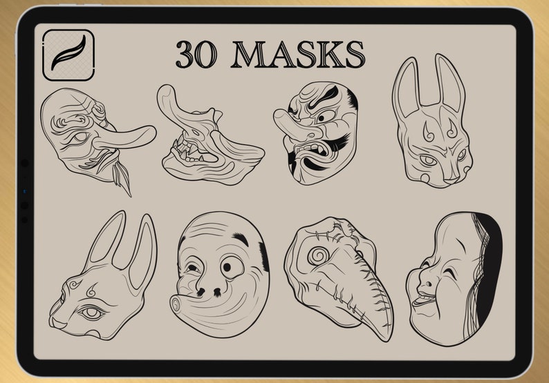 30 Pinceaux masques japonais pour Procreate image 4
