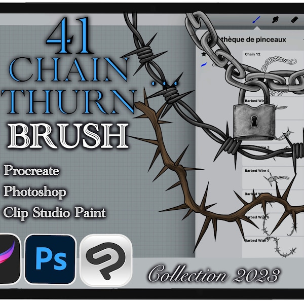 41 CHAIN & THORN BRUSH for Procreate / Clip Studio Paint/ Photoshop